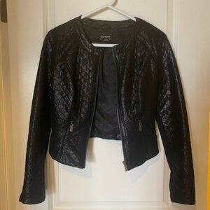 Bebe Black Cropped Leather Jacket - XS